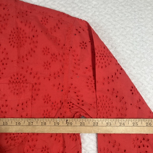 JAG Women Relaxed Button-Down Shirt Small Red Eyelet MSRP $78 - Picture 11 of 13